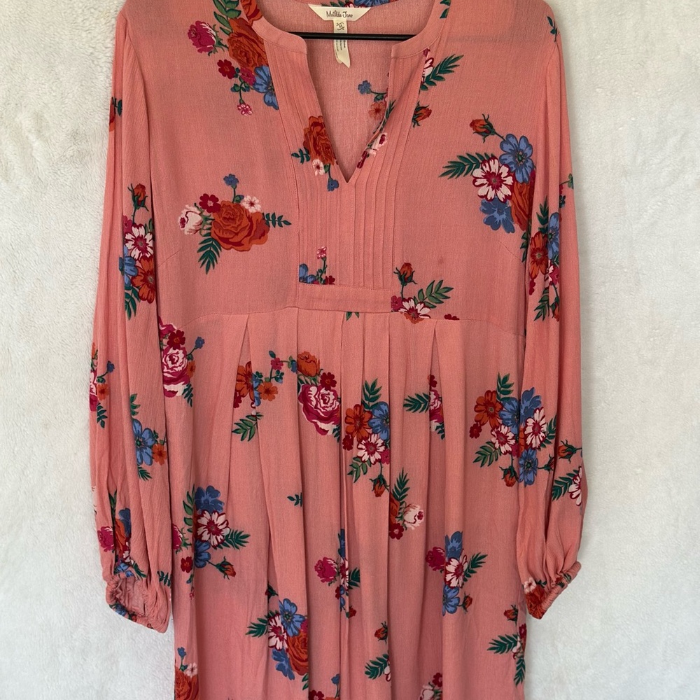 Matilda Jane Pink Long Sleeve Sundress with V-Neck